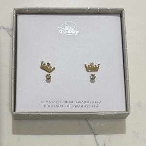 Disney Gold Crown Earrings with Swarovski Crystals